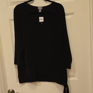 Chico's Travelers Black Gaby Top SZ 4 NWT